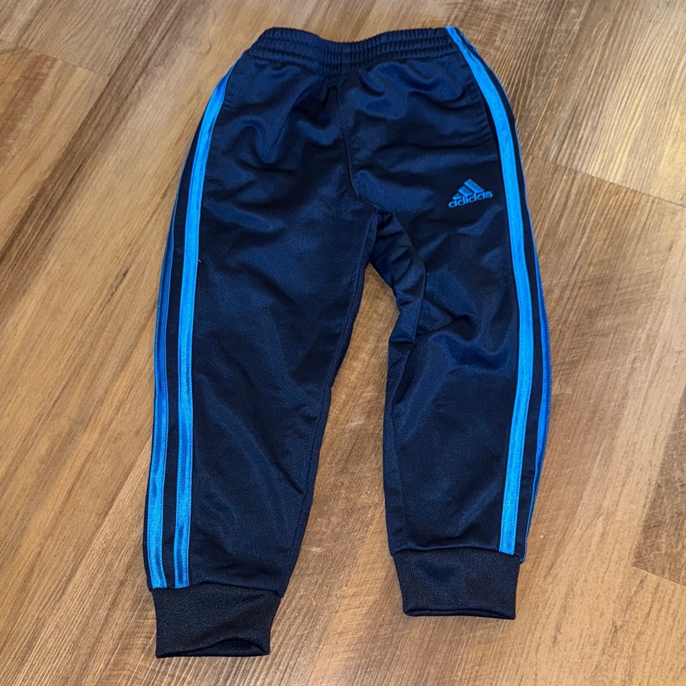 Adidas Kids' Dark Blue Joggers with Light Blue Stripes